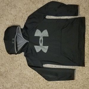 Under Armour, youth M, hooded sweatshirt. Black in color. Like new condition.